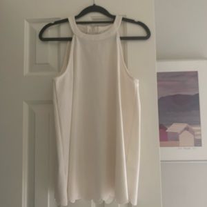 Anthropologie scalloped ivory tunic